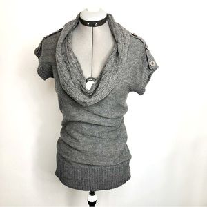 Charlotte Russe Women’s Cowl Neck Short Sleeve Knit Sweater